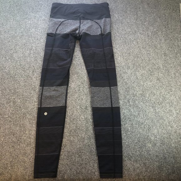 Lululemon Leggings Women 6 Black STriped Mid Rise Back Pocket Speed Up Tight 31" - Picture 8 of 11